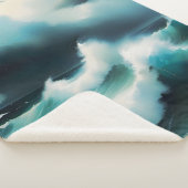 Couverture Sherpa Belle peinture de vagues de l'Océan Bleu (3/4)