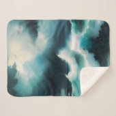 Couverture Sherpa Belle peinture de vagues de l'Océan Bleu (Devant (Horizontal))