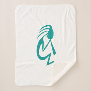 Couverture Sherpa Belle peinture Turquoise Kokopelli
