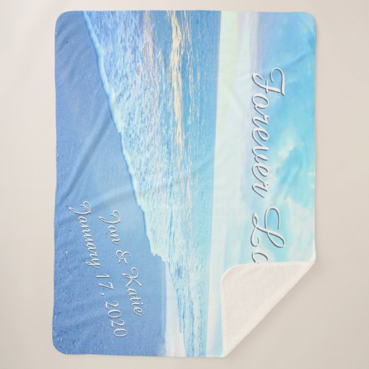 Couverture Sherpa Belle plage Mariage personnalisé Jetée Blanche (Devant)