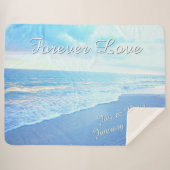 Couverture Sherpa Belle plage Mariage personnalisé Jetée Blanche (Devant (Horizontal))