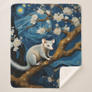 Couverture Sherpa Belle Possum dans la nuit étoilée