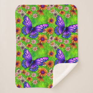 Couverture Sherpa Belle prairie à papillon pourpre