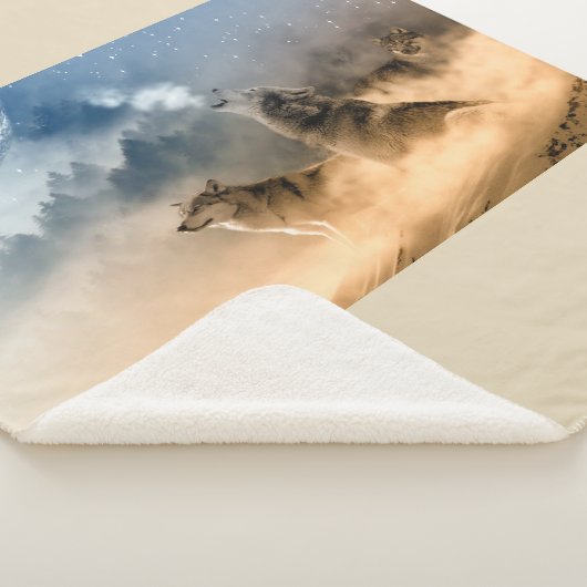 Couverture Sherpa Belles Étoiles Foggy Night Wolfs Howl (3/4)