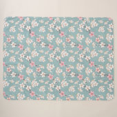 Couverture Sherpa Belles fleurs de cerises Vintages rustiques (Devant (Horizontal))