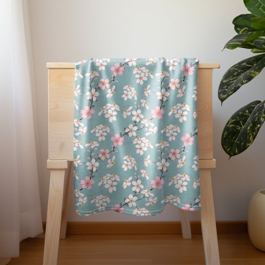 Couverture Sherpa Belles fleurs de cerises Vintages rustiques