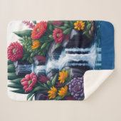 Couverture Sherpa Belles fleurs et cascade (Devant (Horizontal))