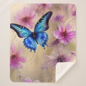 Couverture Sherpa Belles fleurs et papillon (Devant)