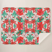 Couverture Sherpa Belles Poinsettias rouges et roses, Pins & Berries (Devant (Horizontal))