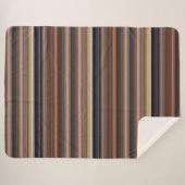 Couverture Sherpa Belles rayures bleues brunes (Devant (Horizontal))