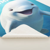 Couverture Sherpa Béluga Baleine Cartoon bleu vert océan Arctique (3/4)