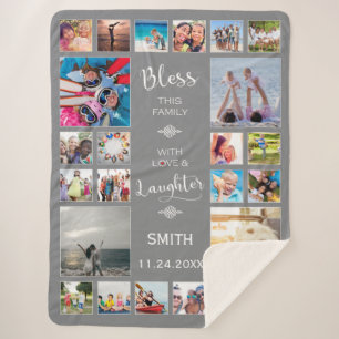 Couverture Sherpa Bénissez cette famille avec amour 24 Photo Collage