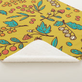 Couverture Sherpa Berries sur branches, motif naturel sans soudure. (3/4)