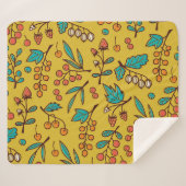 Couverture Sherpa Berries sur branches, motif naturel sans soudure. (Devant (Horizontal))
