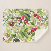 Couverture Sherpa Berry Holly Festive et aquarelle À feuillage persi (Devant (Horizontal))