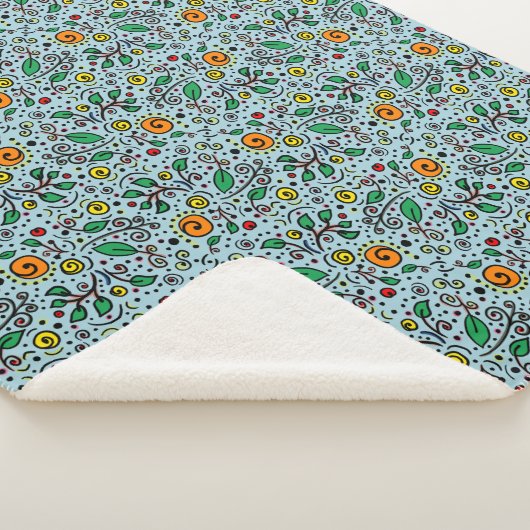 Couverture Sherpa Berry Motif à fleurs orange Swirl Turquoise - (3/4)
