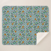 Couverture Sherpa Berry Motif à fleurs orange Swirl Turquoise - (Devant (Horizontal))