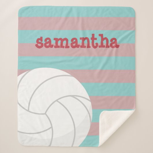 Couverture Sherpa Berry Red & Aqua Giant Volleyball Stried (Devant)