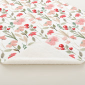 Couverture Sherpa Berry Rouge Blush Pink Motif Floral (3/4)