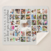 Couverture Sherpa BEST NANA JAMAIS Grandma Photo Collage Gris (Devant (Horizontal))