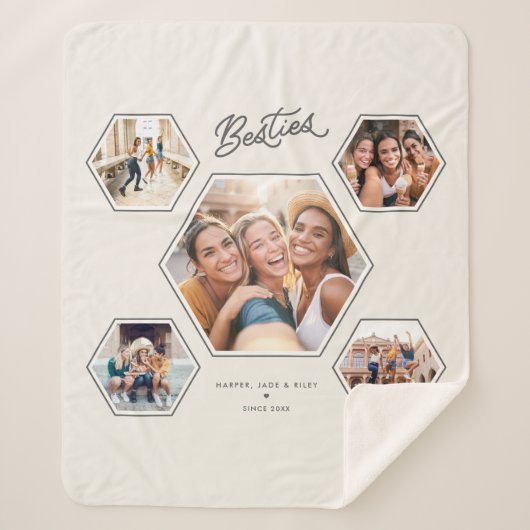 Couverture Sherpa Besties 5 Photo Collage Custom Friendship Keepsake (Devant)