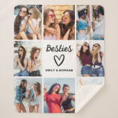 Couverture Sherpa Besties Script Cadeau Pour Les Amis Photo Collage (Devant)