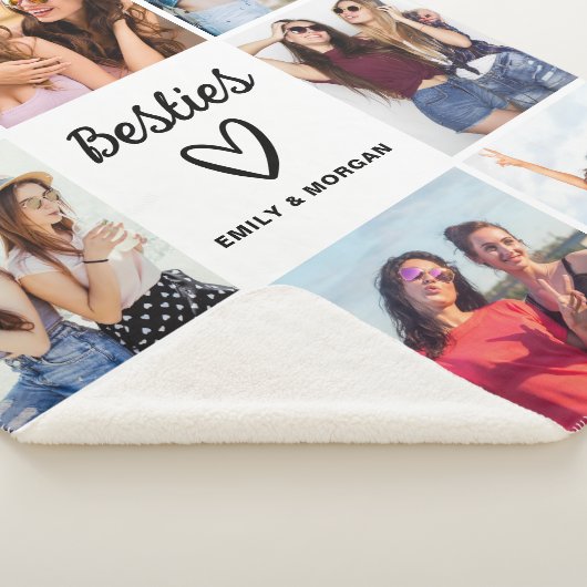 Couverture Sherpa Besties Script Cadeau Pour Les Amis Photo Collage (3/4)