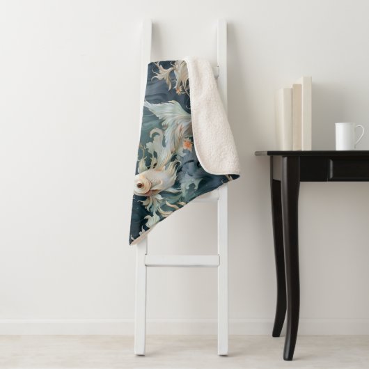 Couverture Sherpa Bêta poisson bleu blanc (En situation)