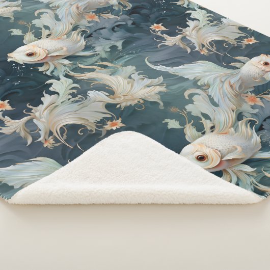 Couverture Sherpa Bêta poisson bleu blanc (3/4)