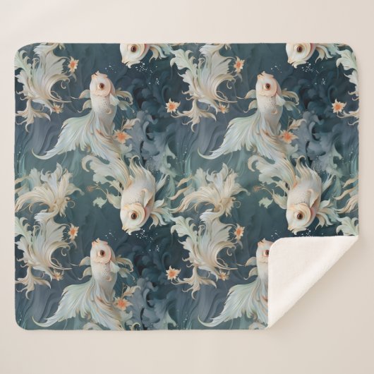 Couverture Sherpa Bêta poisson bleu blanc (Devant (Horizontal))