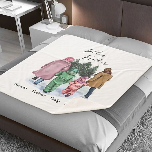 Couverture Sherpa Better Together Winter Famille 4 avec des noms