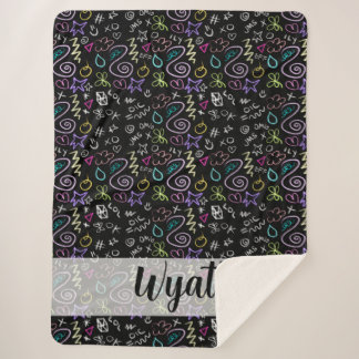 Couverture Sherpa BFF Doodles - Faux Parties scintillant Motif