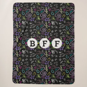 Couverture Sherpa BFF Doodles - Faux Parties scintillant Motif (3 pe
