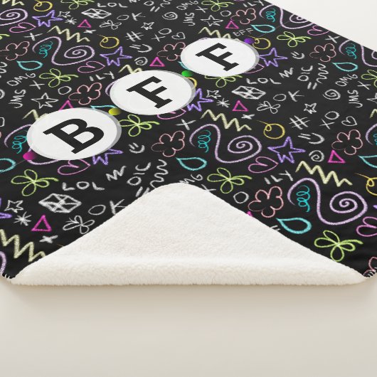 Couverture Sherpa BFF Doodles - Faux Parties scintillant Motif (3 pe (3/4)