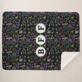 Couverture Sherpa BFF Doodles - Faux Parties scintillant Motif (3 pe (Devant (Horizontal))