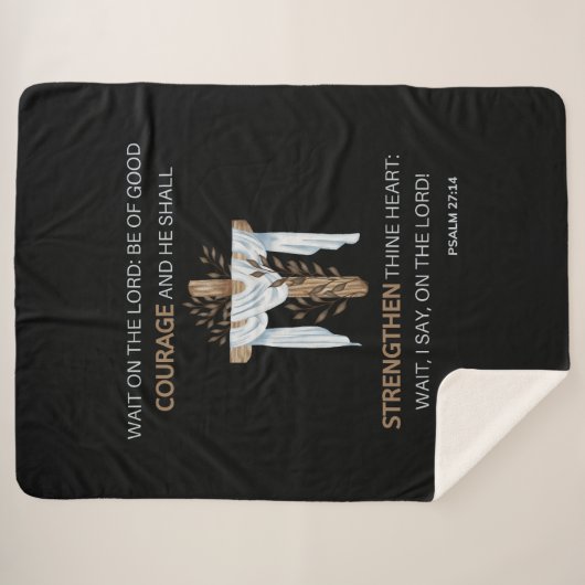 Couverture Sherpa Bible Verse Écriture Psaume 27:14 KJV (Devant (Horizontal))