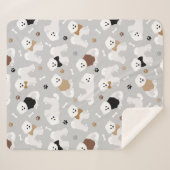 Couverture Sherpa Bichon Frise Bones and Paws Grey (Devant (Horizontal))