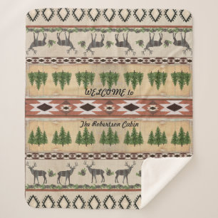 Couverture Sherpa Bienvenue au Cabine à Woods Deer Antlers Rustic W