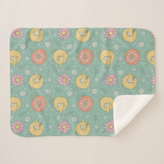 Couverture Sherpa Big Bird | Good Vibes Floral Pattern (Devant (Horizontal))