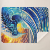 Couverture Sherpa Big Blue Ocean Wave sur Sunset Sky (Devant (Horizontal))