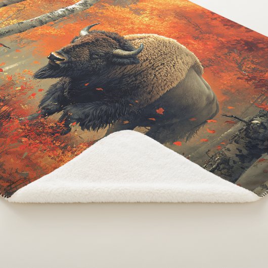 Couverture Sherpa Bison dans l'artisanat boisé d'automne (3/4)