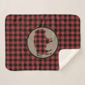 Couverture Sherpa Bison rouge noir plaqué (Devant (Horizontal))