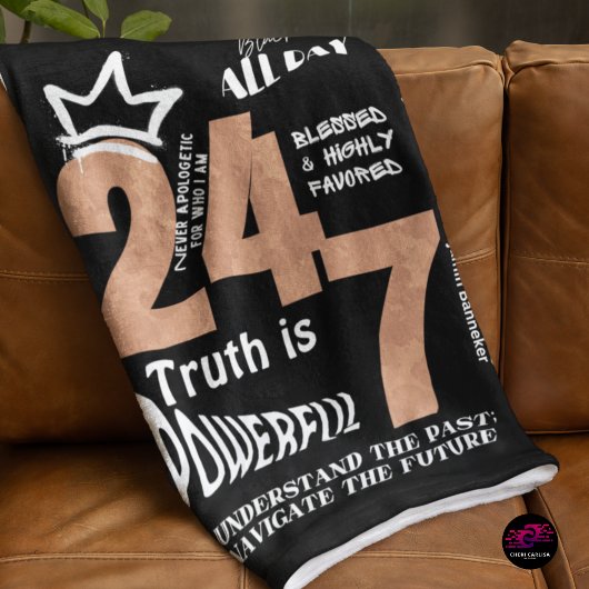 Couverture Sherpa Black All Day 24/7 Slogan Graphic