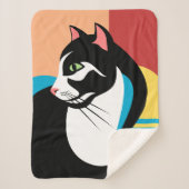 Couverture Sherpa Black and White Abstract Cat (Devant)