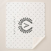 Couverture Sherpa Black And White Laurel Monogram Polka Dot Pattern (Devant)