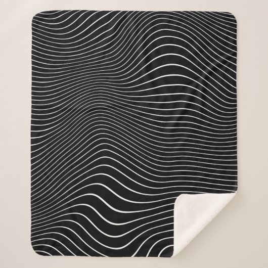 Couverture Sherpa Black and white Psychedelic Linear Wavy Background (Devant)