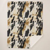 Couverture Sherpa Black Cream Gold Southwest Cowhide (Devant)