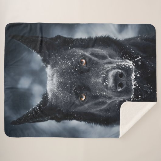 Couverture Sherpa Black German Shepherd (Devant (Horizontal))