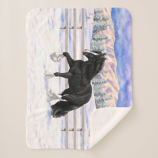 Couverture Sherpa Black Gypsy Vanner Irlandais Cob Brouillon Cheval  (Devant)