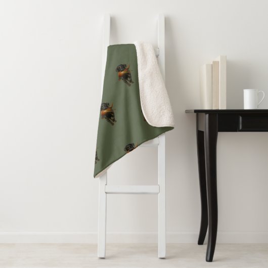 Couverture Sherpa Black Labrador and Pheasant Sherpa Blanket (En situation)